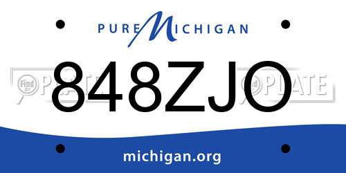 848ZJO Michigan License Plate