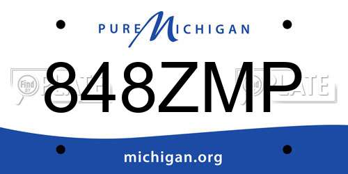 848ZMP Michigan License Plate