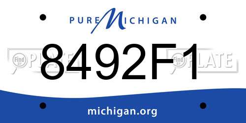 8492F1 Michigan License Plate