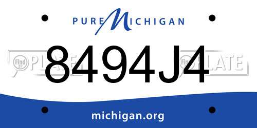 8494J4 Michigan License Plate