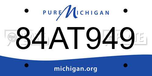 84AT949 Michigan License Plate