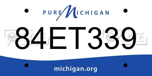 84ET339 Michigan License Plate