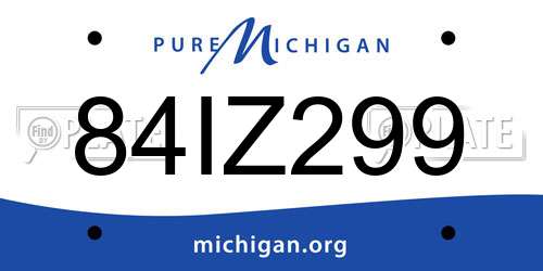 84IZ299 Michigan License Plate