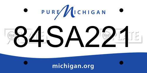 84SA221 Michigan License Plate