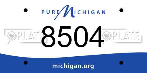 8504 Michigan License Plate