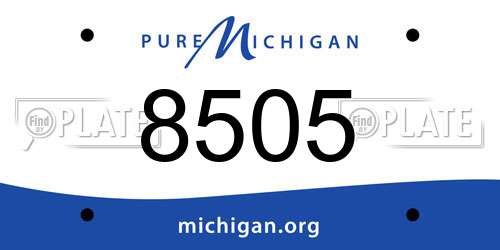 8505 Michigan License Plate