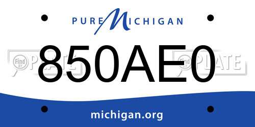 850AE0 Michigan License Plate