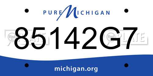 85142G7 Michigan License Plate