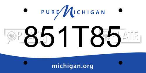 851T85 Michigan License Plate