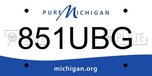 851UBG Michigan License Plate