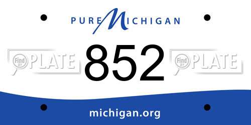 852 Michigan License Plate