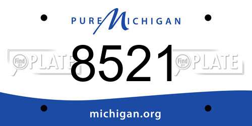 8521 Michigan License Plate