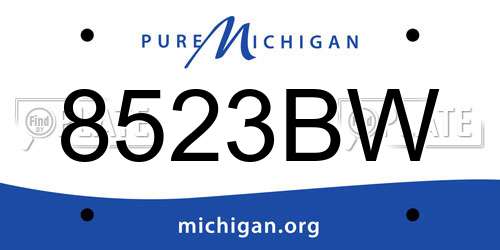 8523BW Michigan License Plate