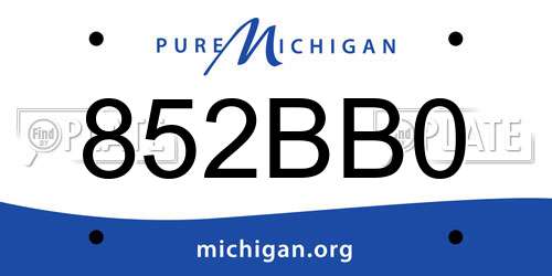 852BB0 Michigan License Plate