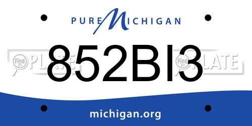 852BI3 Michigan License Plate