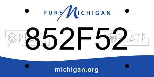 852F52 Michigan License Plate