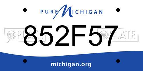 852F57 Michigan License Plate