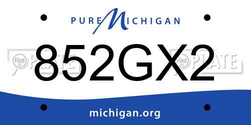852GX2 Michigan License Plate