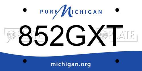 852GXT Michigan License Plate
