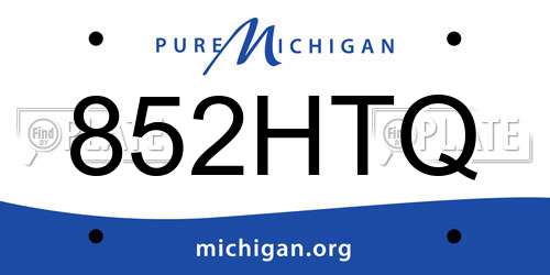 852HTQ Michigan License Plate