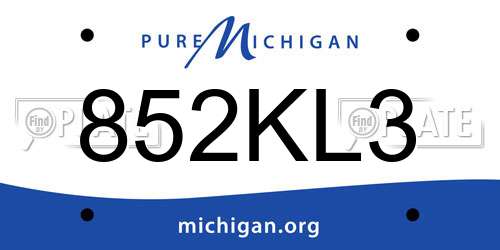 852KL3 Michigan License Plate