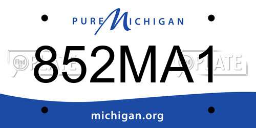 852MA1 Michigan License Plate