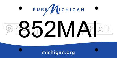 852MAI Michigan License Plate