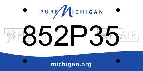 852P35 Michigan License Plate