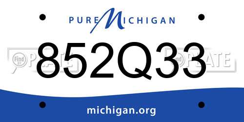 852Q33 Michigan License Plate
