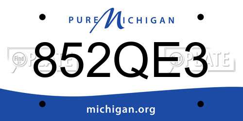852QE3 Michigan License Plate