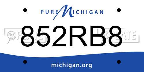 852RB8 Michigan License Plate