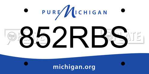 852RBS Michigan License Plate