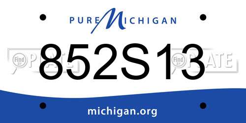 852S13 Michigan License Plate