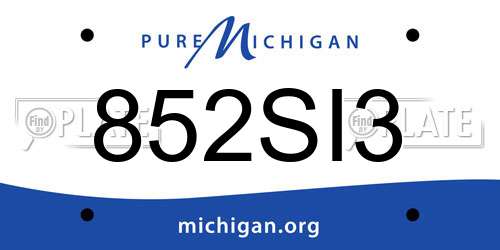 852SI3 Michigan License Plate