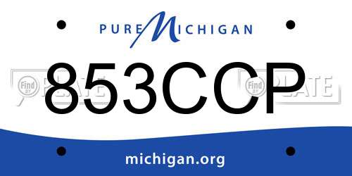 853CCP Michigan License Plate