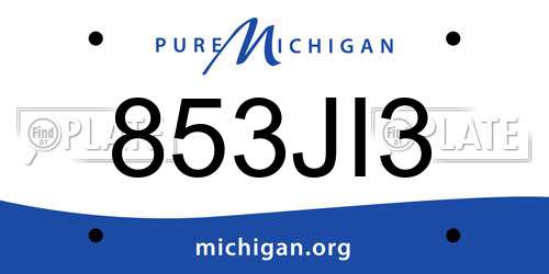 853JI3 Michigan License Plate
