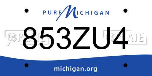 853ZU4 Michigan License Plate