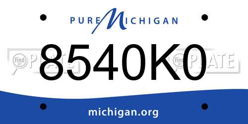 8540K0 Michigan License Plate