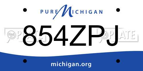 854ZPJ Michigan License Plate