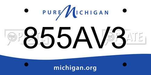 855AV3 Michigan License Plate