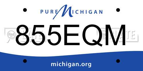 855EQM Michigan License Plate