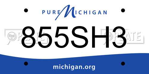 855SH3 Michigan License Plate