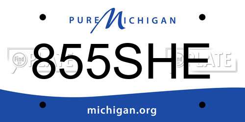 855SHE Michigan License Plate