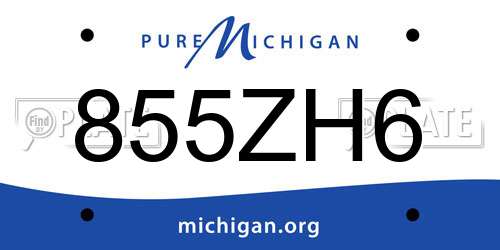 855ZH6 Michigan License Plate