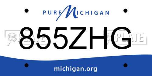 855ZHG Michigan License Plate