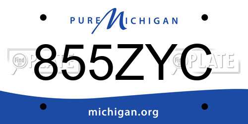 855ZYC Michigan License Plate