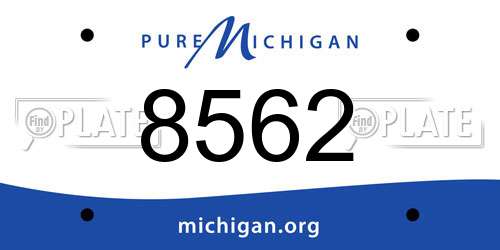 8562 Michigan License Plate