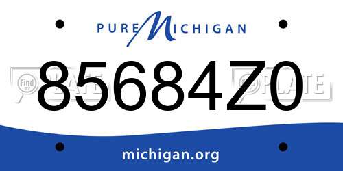 85684Z0 Michigan License Plate