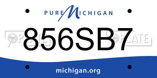 856SB7 Michigan License Plate