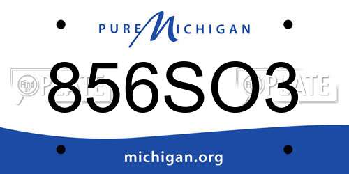 856SO3 Michigan License Plate